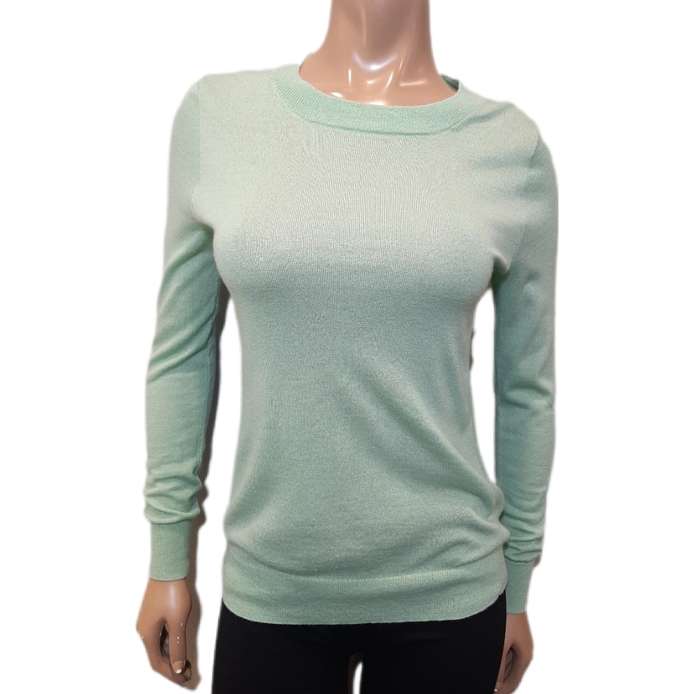 J.CREW Mohair Crew Neck Sweater Celery Green Lightweight Wool Blend Size XS